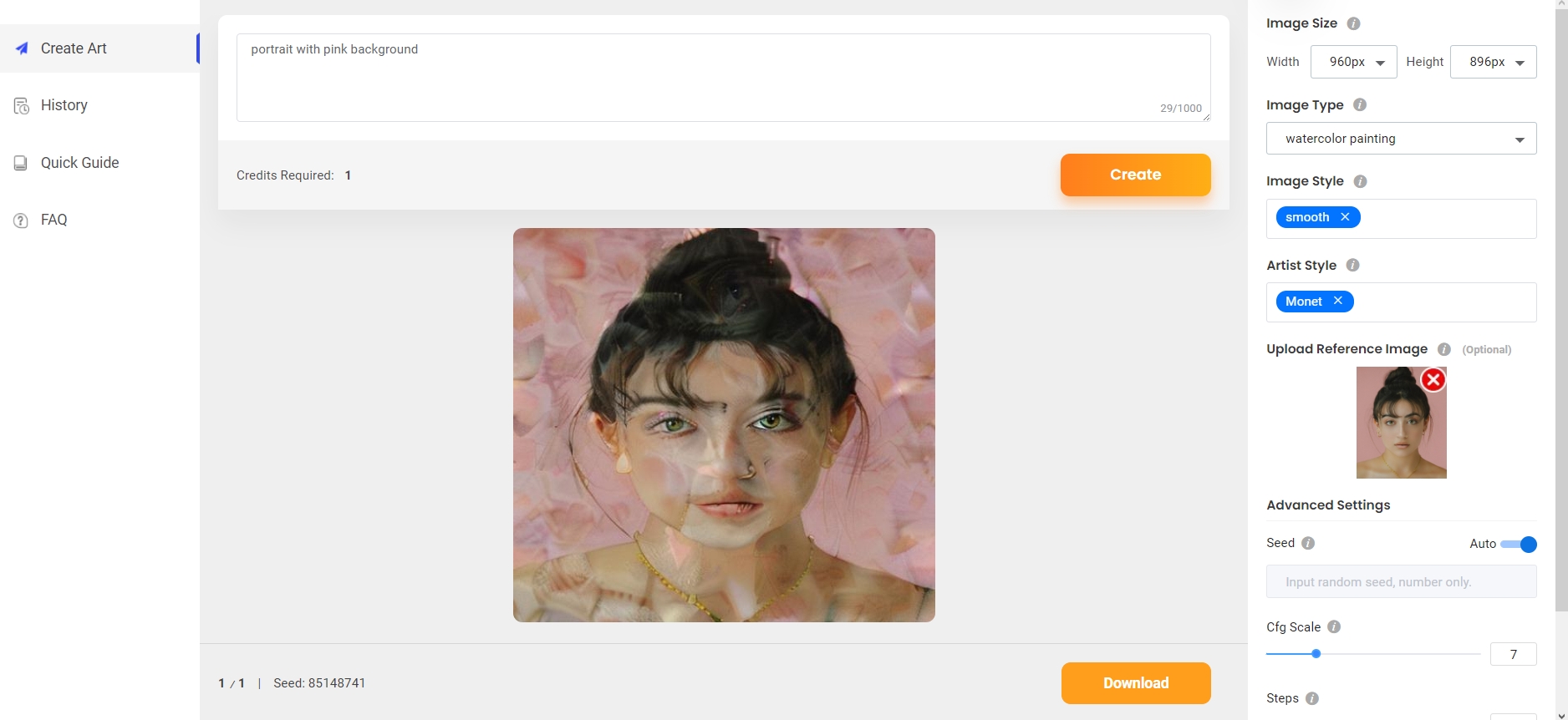 create a face with Vance AI